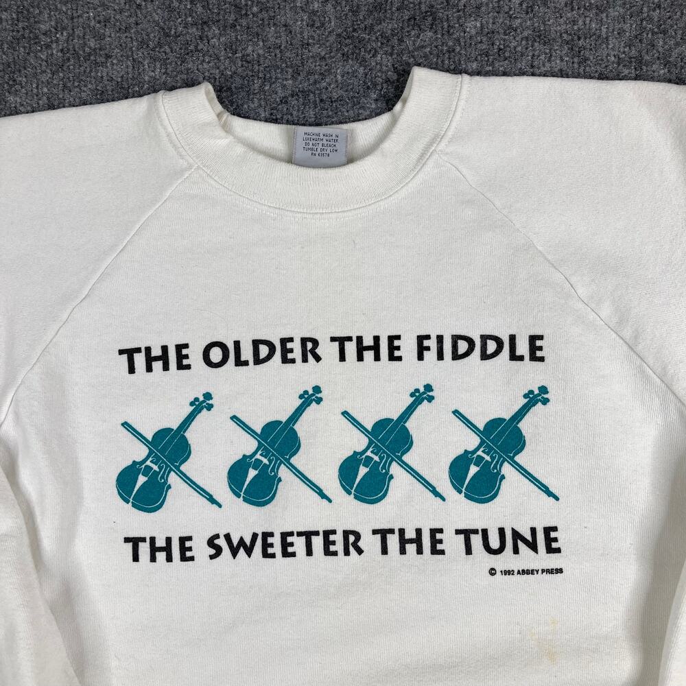 Platinum Sportwear Sweatshirt Mens XL White Fiddle Quote Graphic Music 50/50‎